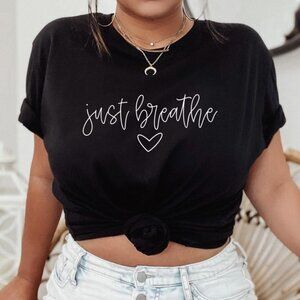 Just breathe graphic tee, kindness shirt, botanical shirt, womens Inspirational